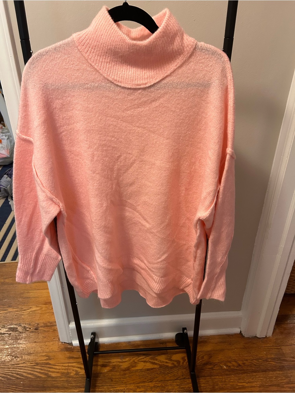 crown & ivy pastel pink turtleneck sweater